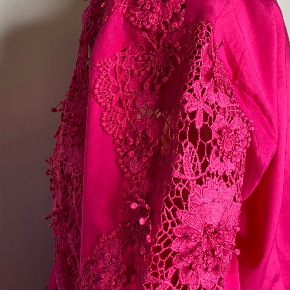 Boston Proper Pink Lace Inset Button Up Blouse - Picture 8 of 15